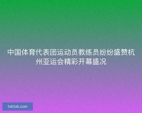 中国体育代表团运动员教练员纷纷盛赞杭州亚运会精彩开幕盛况